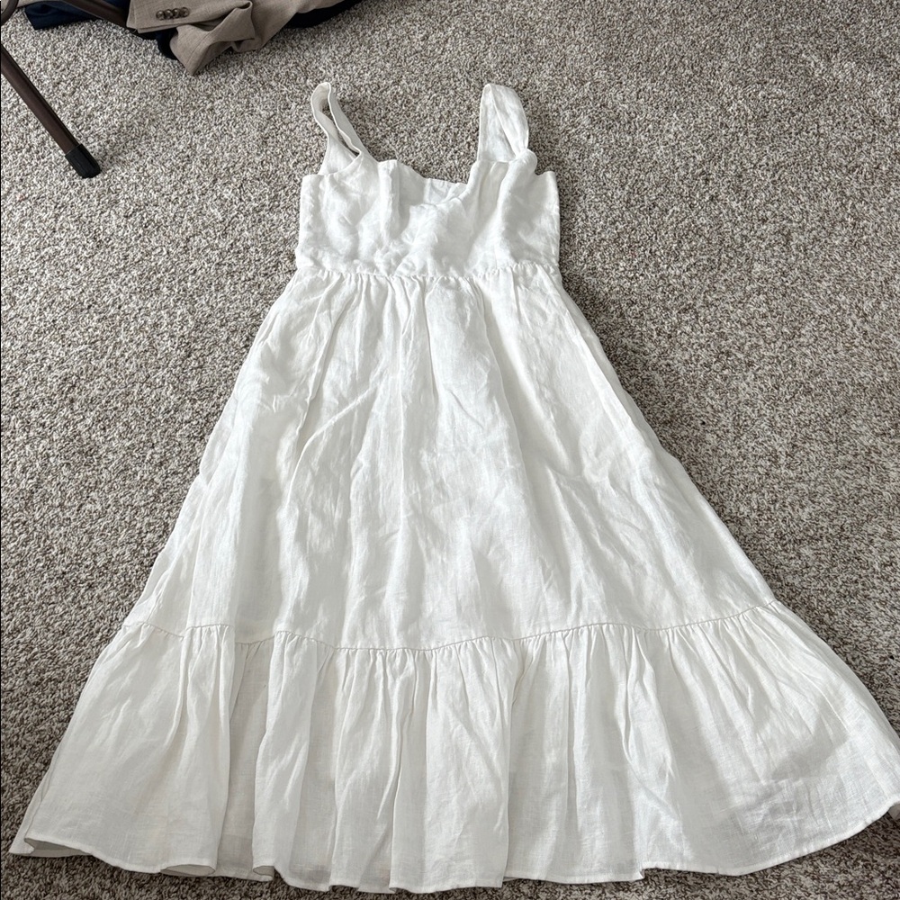 Reformation Bucatini Linen Midi Dress White Size 6 - Picture 5 of 5